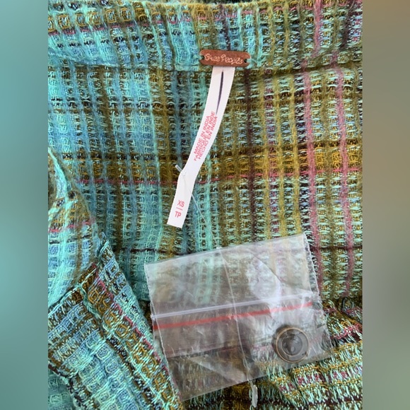 NWOT Free People Alexa Green Plaid Waffle Knit Drop Hem Mini Dress - Picture 6 of 7